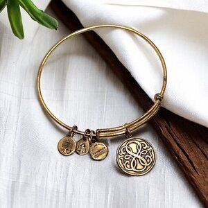 Alex and Ani Path of Life Charm Bracelet Gold Finish Expands 2"- 3.5"